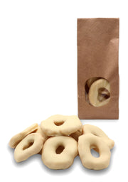 Apfelringe in weißer Schokolade